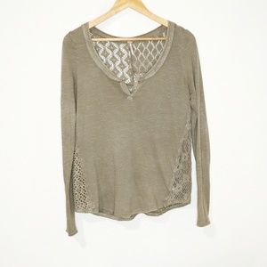Free People Patchwork Long Sleeve Top Size Small